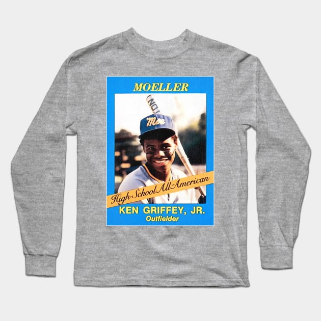 Ken Griffey Jr MOELLER Baseball Card Long Sleeve T-Shirt by darklordpug